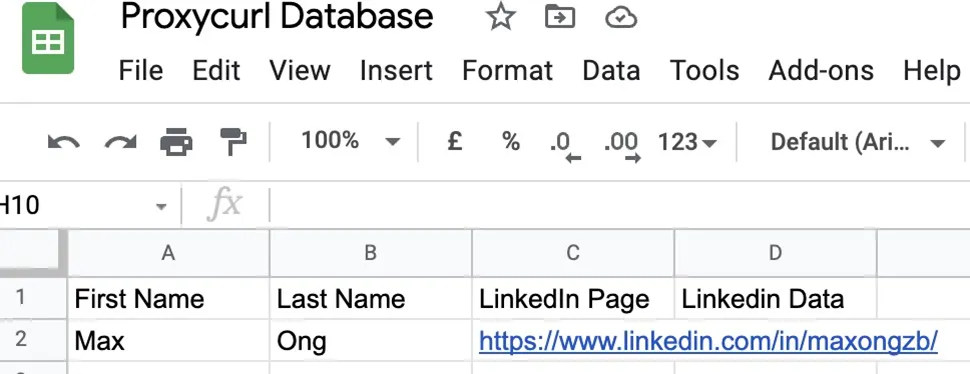 Proxycurl Database with Mock Data