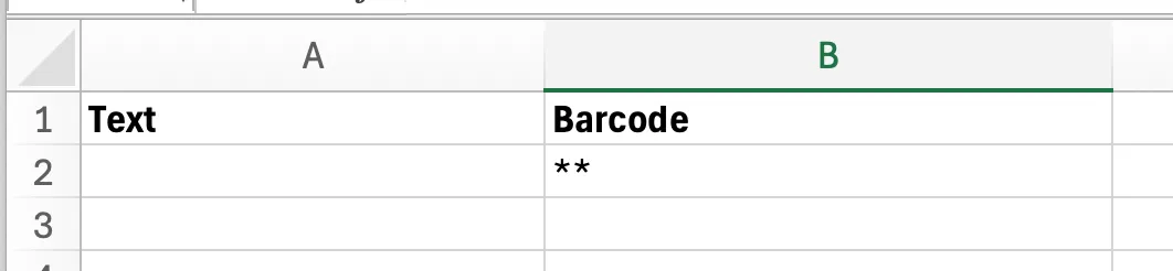 formula for auto-generating excel barcodes