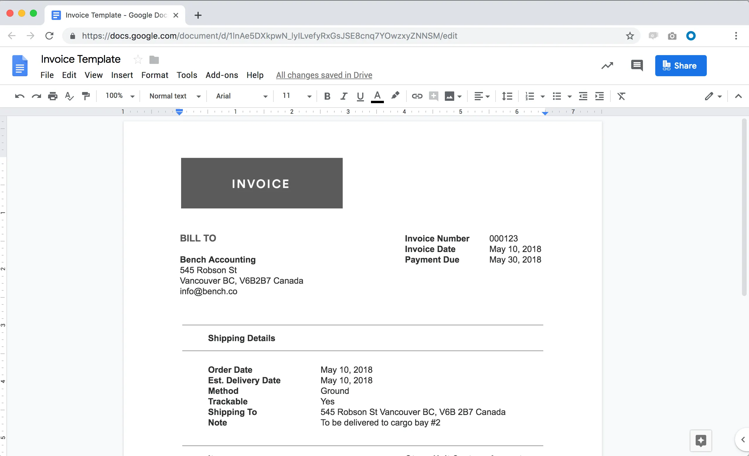 Google Sheets Invoice Template