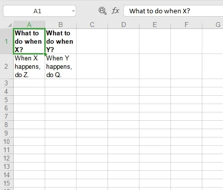 how to build a knowledge base in excel