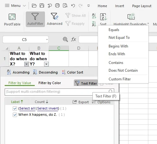 how to create a searchable knowledge base in excel